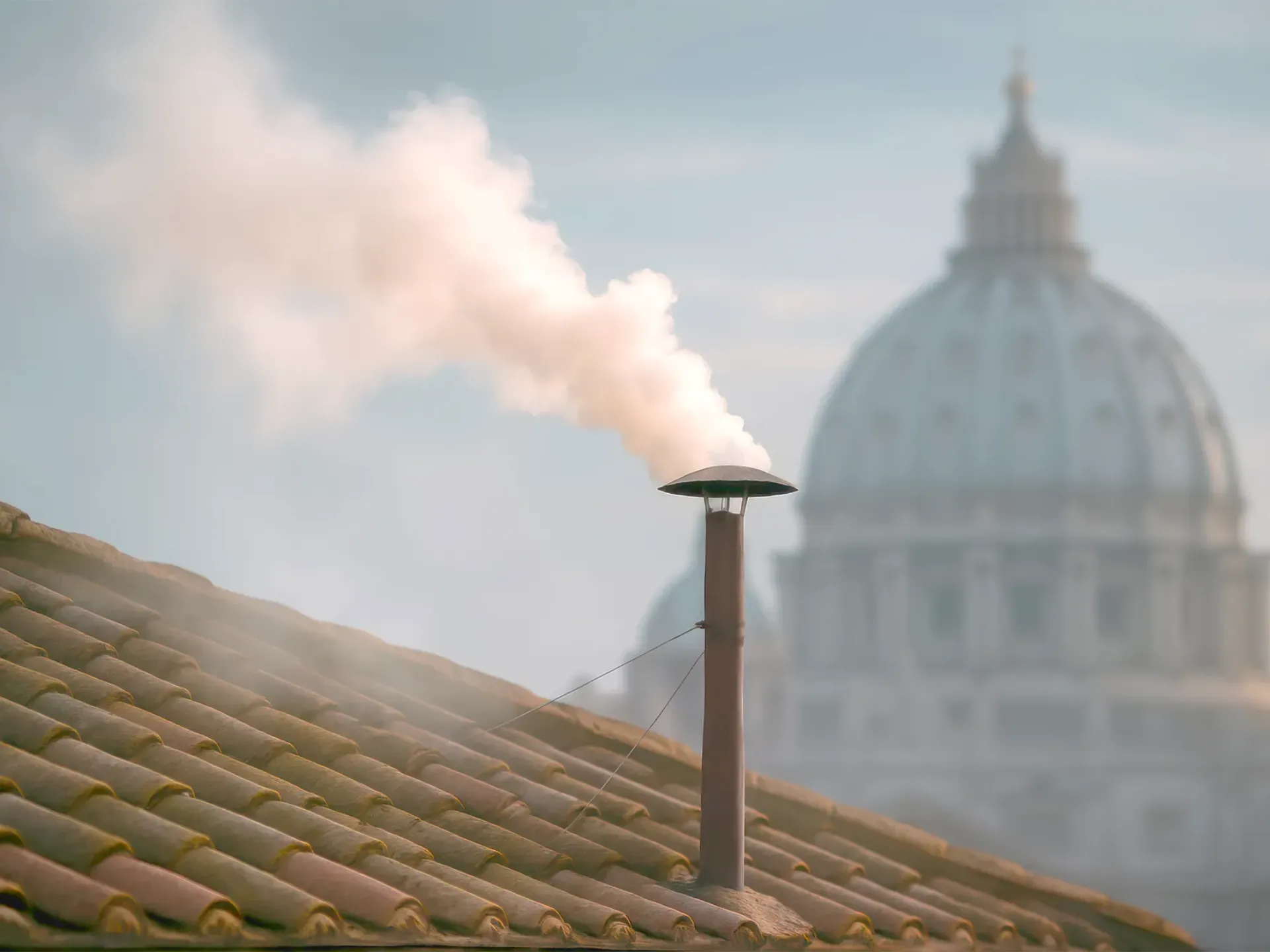 Sixtinische Kapelle mit weißem Rauch KI generiert